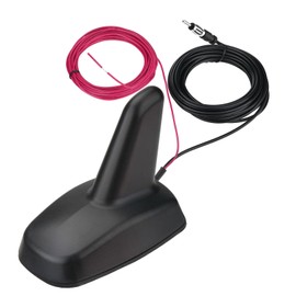 Bingfu Shark Fin FM/AM Car Radio Antenna Aerial, High Gain 17-23dB, IP65 Waterproof, 9-16V DC, 5m Cable, Compatible with Car Truck RV SUV, Black