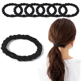 Fuyunohi Hair Rubber Black Non-Trace Hair Elastic Hair Band Hair Ring Ponytail Ring Elastic Hair Accessory Black Set of 6 Hair Elastic Rope Style High Elasticity Stylish Adult Simple Cute Elegant