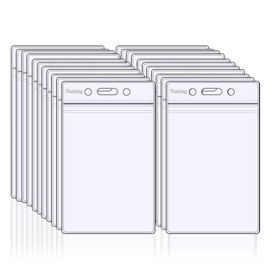 Fushing Pack of 50 Clear Plastic Vertical Badge Holders, Name Tag Holders, Card Holders (XL)