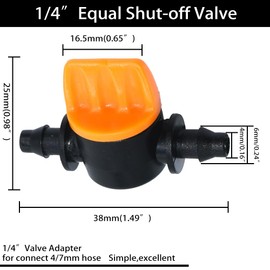 ANPTGHT 1/4“ Drip Irrigation Shut-Off Switch Valve, Plastic Universal Ball Valve for Drip Irrigation and Tubing Coupling (Black-Pack of 12)