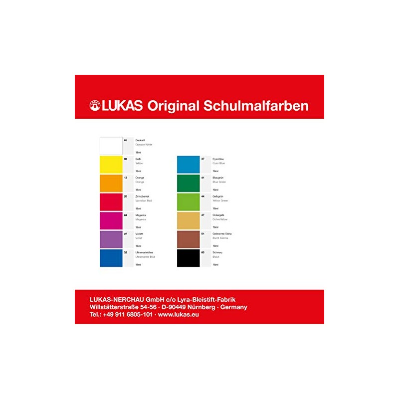 Lukas 108007 Original school paints (7 colors X 18 ml)