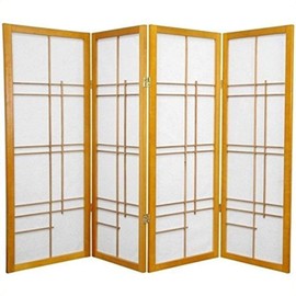 Oriental Furniture 4 ft. Tall Eudes Shoji Screen - Honey - 4 Panels