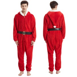 III HHONS Costume Unisex Pajamas Santa Claus Onesie Cosplay Christmas for Women Men Adult
