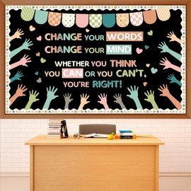 Growth Mindset Bulletin Board Decorations Positive Sayings Accent Cutouts Change Your Mindset Motivational Inspirational Banners Change Your Words Signs for Teacher Classroom Nursery School Wall Decor