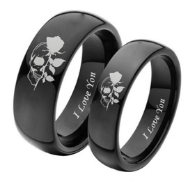 YTDYTD New Rose stainless steel couple ring ，Forever Together Promise Engagement Wedding Band，Classic I love you Kissing Design Lovers Ring (man, 9)