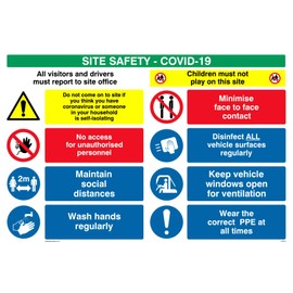 Viking Signs CC6015-A4L-5C Site safety board - Covid 19