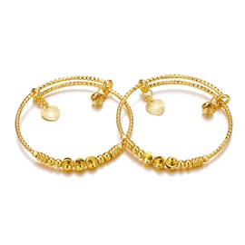 Ethlyn Gift for baby girls Gold Plated Expandable Bangles Bracelet Birthday Gifts for 3 years old girls 2pcs/lot