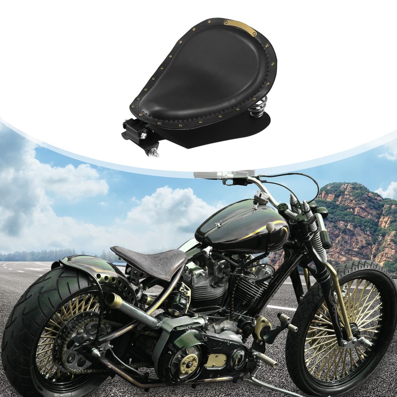 Motoforti Motorcycle Solo Driver Seat Saddle Cushion with Spring Base
