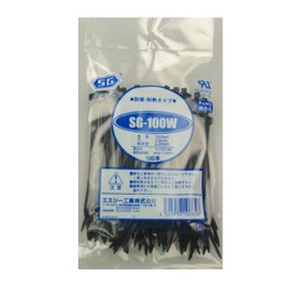 Kokugo Standard Tie SG-100W Black (Pack of 100) 0.1 x 3.9 inches (2.6 x 100 mm)