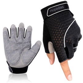 Hopedas Weight Lifting Gym Workout Gloves Full Palm Protection for Men and Women,Breathable Sport Gloves for Training,Fitness,Exercise,Yoga, Pilates,Cycling，Black