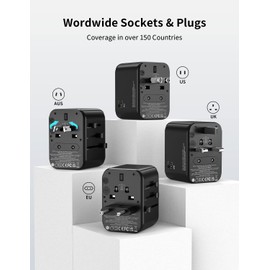 MOMAX Universal Travel Adapter, PD 35W Fast International Power Adapter, 3 USB C & 2 USB A, Worldwide Travel Plug Adapter, International Power Adapter for Europe, USA, Japan, Australia (Type C/A/G/I)