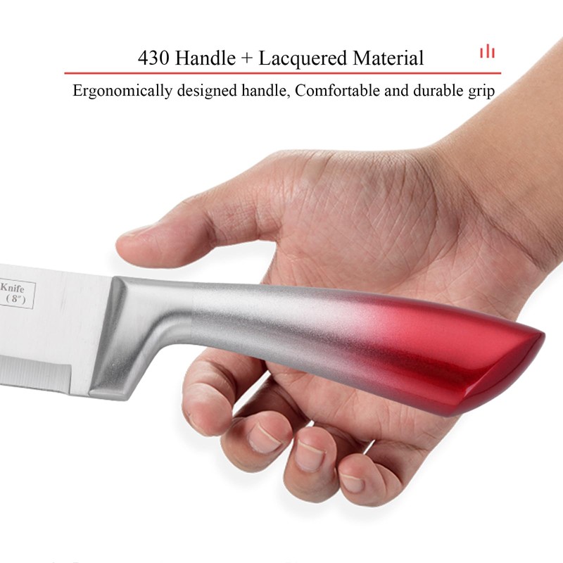 Knife Set, 9-Piece Kitchen Knife Set with Sharpener,Scissors, Non Stick
