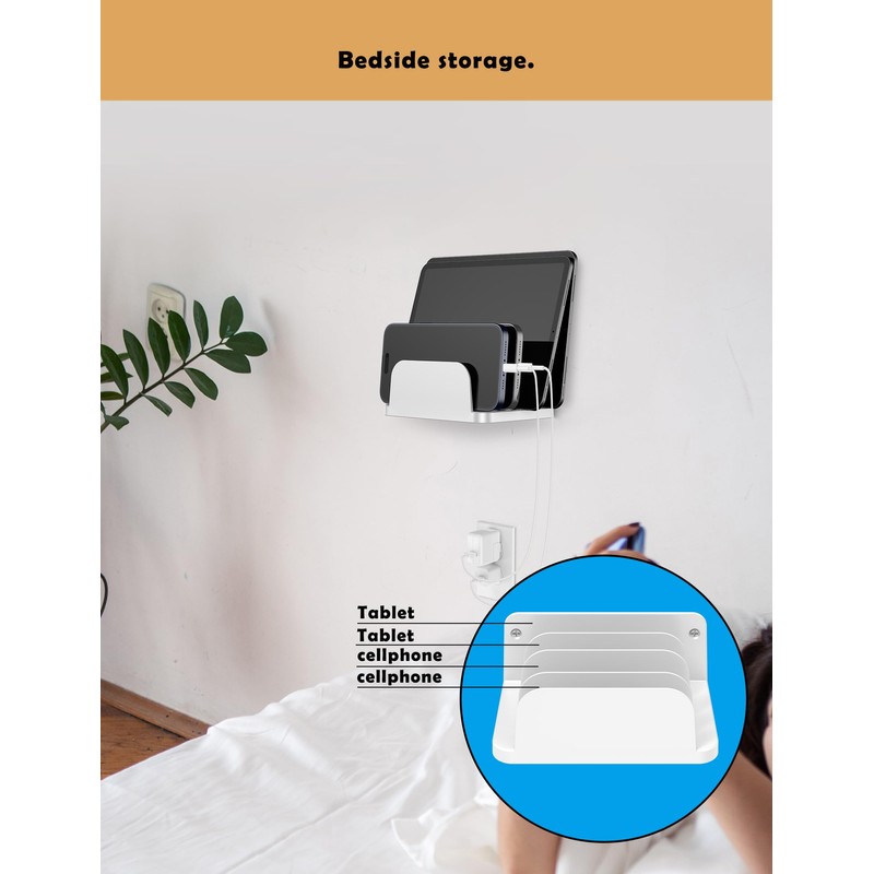 TYAMTOGSM Phone Wall Mount Storage Organizer, (White)