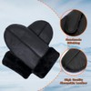 Men Winter Mittens Shearling Sheepskin Fur Lined Leather Mittens,Black,S