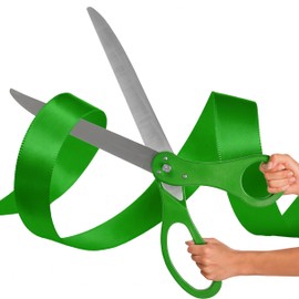 25 Inch Giant Scissors Ribbon Cutting Ceremony Set – Green Ribbon Cutting Ceremony Kit Extra Large with Grand Opening Ribbon for Events & Business Launches