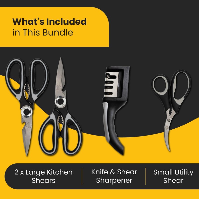 Heavy Duty Kitchen Shears with Knife and Scissor Sharpener Tool