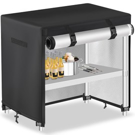 Outdoor Prep Table Cover with Split Zipper - Waterproof Stainless Steel Metal Table Cover - Outdoor Dining Table Cover - Grill Table Cover - Grill Cart Cover - 40"L x 24"W x 32"H