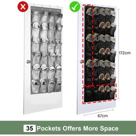 Organizador De Zapatos Colgantes, Zapatero sobre La Puerta con 35 Bolsillos De Malla, 4 Ganchos para Puertas para Guardar Zapatos, Accesorios, Juguetes, Artículos De Tocador, Artículos De Lavandería
