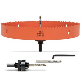 VIKITON 10 Inch Hole Saw with Arbor for Metal Wood Plastic, 10 in Bi-Metal Hole Cutter for Different Project with Smooth and Flat Drilling Edge, Fast Chip Removal, Lighter and Portable