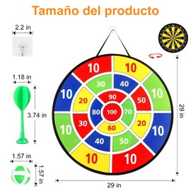 SHOUS Diana para Dardos para niños (Doble Cara), Juego de Dardos Grande de 29'', con 12 Bolas Adhesivas y 6 Dardos Ultra Precisos con Punta de Acero, Juego de Dardos Interactivo, Plegable