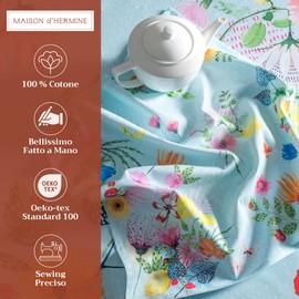 Maison d' Hermine Cloth Napkins 45cm x 45cm100% Cotton Decorative Washable Easter Table Napkin for Kitchen, Party, Wedding, Restaurant & Camping, Jardin D'Ete-Mint - Spring/Summer (Set of 4)