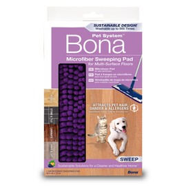 Bona Pet System Microfibre Sweeping Pad, for Wood and Hard-Surface Floors, fits Bona Family of Mops, 1 Count (Pack of 1)