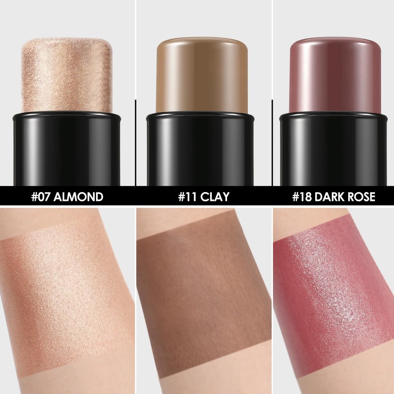 FOCALLURE 3PCS Cream Contour Stick - Highlighter Bronzer Blush Set