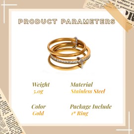 GAUEIOUR Gold 14k Rings for Women Fidget Ring,Chunky Stackable Cubic Zirconia Rings Set for Women,Teen Girls Non Tarnish Gold Anxiety Ring Stackable Thumb Stainless Steel Jewelry (Size 7)