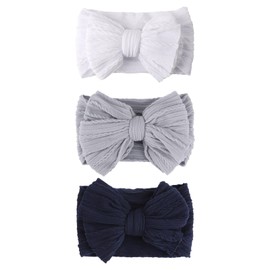 AQOKKA Baby Bows Headbands Nylon Newborn Baby Headbands Toddler Infant Hairbands with Big Bows for Baby Girl Newborn Essentials