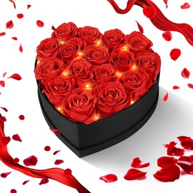 JUOIFIP Rose Box Heart, 16 Infinity Roses, Eternal Rose, Gifts for Mother, Wife, Girlfriend, Grandma, Birthday, Valentine's Day, Eternal Flower