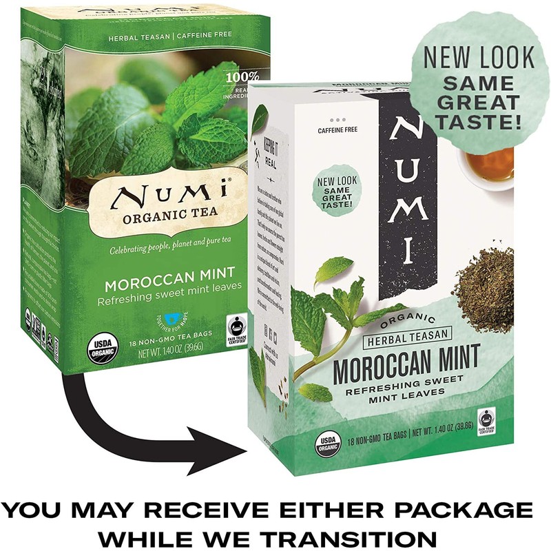 Numi Teas, Tea Herb Moroccon Mint Org, 18 Count