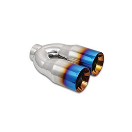 Vibrant Performance 1339B 2.5" Id Dual 3.5" Od Round Ss Tips (Double Wall, Straight Cut) With Burnt Blue Finish