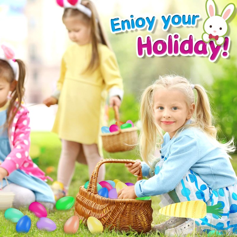 50Pcs Empty Plastic Easter Eggs - Party Decorations, Printed Shells,