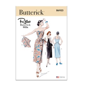 Butterick Misses' 1950's Vintage Dress and Bolero Jacket Sewing Pattern Kit, Design Code B6923, Sizes 16-18-20-22-24