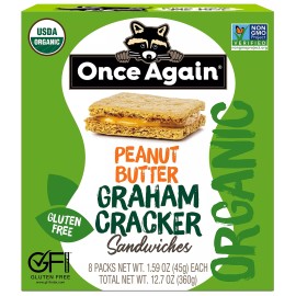 Once Again Organic Gluten Free Peanut Butter Graham Cracker Sandwiches Pack of 8