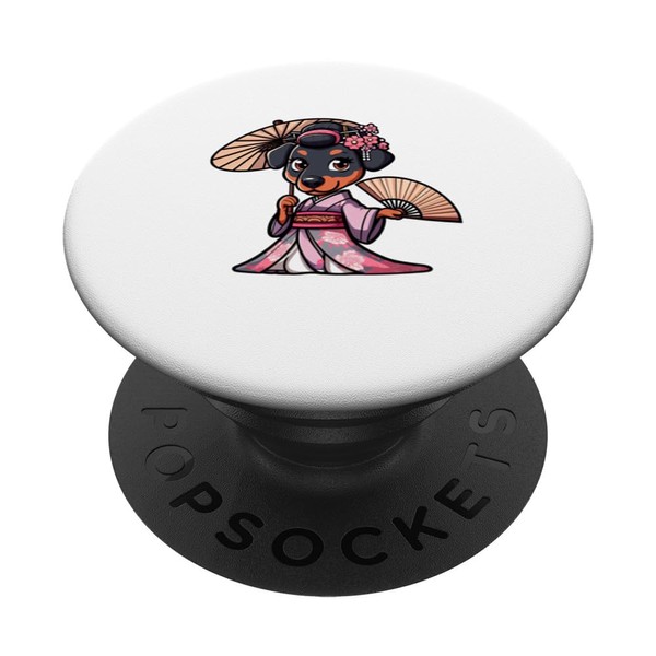 Doberman Pinscher Kimono Funny Dog Geisha PopSockets Standard PopGrip