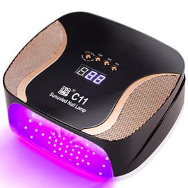 67 LED Dual Color UV LED Nail Lamp, Auto Sensor Gel Polish Dryer with 4 Timer Modes, Foldable & Detachable Base for Home Salon & Nail Art (Prevent Dark Hands, Fast Curing) (Black)