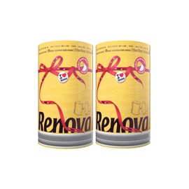 Renova Paper Towel Jumbo Roll Set - 2 Rolls, 2 Ply, 120 Highly Absorbent Sheets - Elevate Your Image with Professional Style and Uniqueness (Yellow)