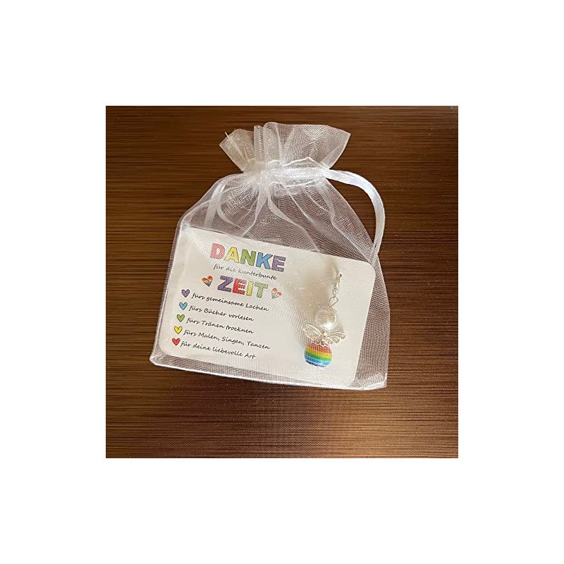 Kunterbunte Zeit Schutzengel Schlüsselanhänger DANKE Geschenk Abschied Erzieherin Kita Kindergarten