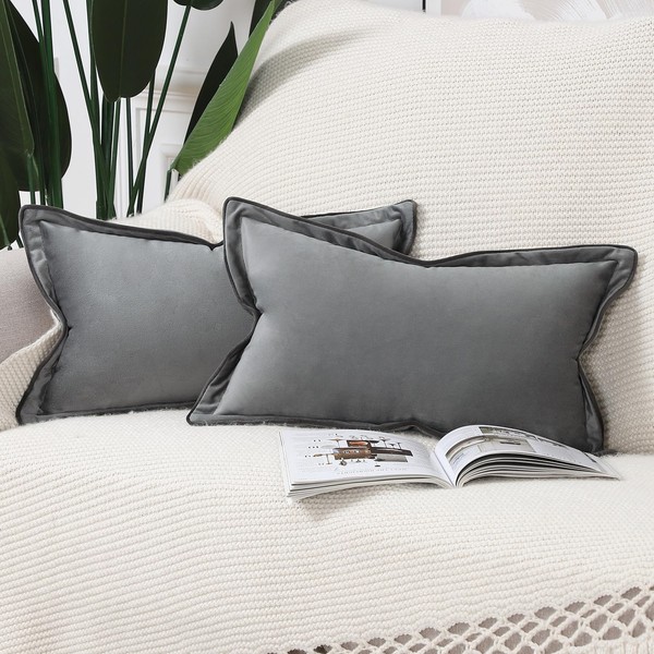 Madizz Set of 2 Velvet Fringed Throw Pillow Covers 12x20