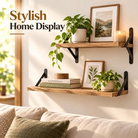 Wooden Floating Wall Shelf for Home Organization – Space-Saving Wall-Mounted Display for Living Room, Kitchen & Bathroom