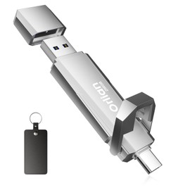 256G External Portable SSD USB Solid State Drive, Up to 1000MB/s USB 3.2 Gen 2 Solid State, Type C + USB A Dual Drive for Phone/Android Laptops/Windows/Mac, Silver