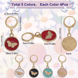 SUNNYCLUE 20Pcs 5 Colors Cute Crochet Markers Butterfly Stitch Markers Enamel Planner Charms Removable Leverback Earrings Hooks Knit Stitch Marker Charm for Crocheting Knitting Jewelry Making Supplies