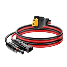 Ansoufien Solar Panel Connector to XT60 Connector Cable 2FT, 10AWG Solar to XT60 Charge Extension Cable XT60 (Plug Female) Cable for RV Folding Solar Panel, Portable Power Station, Solar Generator