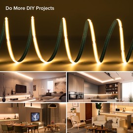 FCOB 16.4FT COB LED Strip Lights Dimmable DC 24V 2700K Warm White 320LEDs COB Strip, Adhesive Flexible Cuttable Strip Lights for DIY Home Decor Shelf Cabinet (No Adapter or Controller)