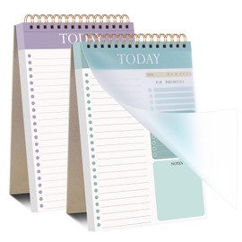 2 Pack To Do List Notepad, Undated Daily Planner A5 Spiral 104 Page To Do List Pad with Hourly Schedule Checklist for Work Study and Personal Oraganizer