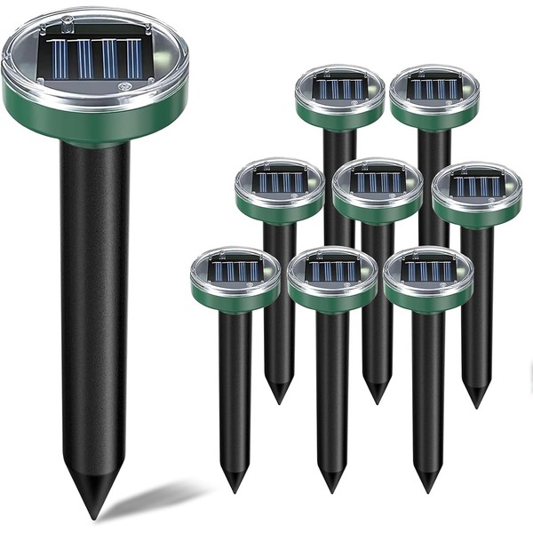 8 Pack Solar Powered Ultrasonic Mole Repellent,Snake, Groundhog Gopher, Vole
