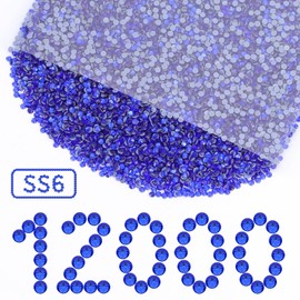 12000PCS Crystal Hotfix Rhinestones Bulk, Flatback Glass Hot Fix Rhinestones for Clothing, Crafts, DIY Decor Iron-On Rhinestone for Fabric(Sapphire SS6)