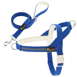 Plutus Pet Cotton Dog Harness and Lead Set, Reflective and Soft Padded, Quick Fit Vest Harness, for Small, Medium and Large Dogs, Royal Blue, XS