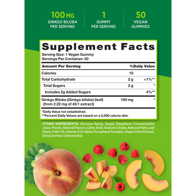 Nature's Truth Ginkgo Biloba Gummies | 50 Count | Peach